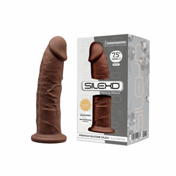 SilexD MODEL 2 - 7,5" BROWN 220680 FALLO REALISTICO PENE ARTIFICIALE IN SILICONE MEMORY TERMOREATTIVO CM 19