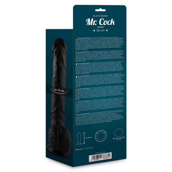 55078878 MR. COCK BLACK MAMBA 39 CM BLACK FALLO REALISTICO GIGANTE NERO