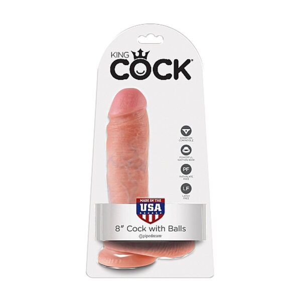 PD5507-21 8 INCH COCK - WITH BALLS - SKIN