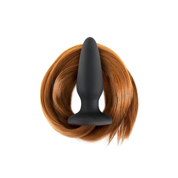 280418 FILLY TAILS CHESTNUT PLUG ANALE IN SILICONE NERO CON CODA DI CAVALLO