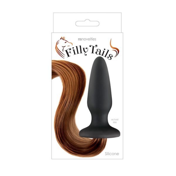 280418 FILLY TAILS CHESTNUT PLUG ANALE IN SILICONE NERO CON CODA DI CAVALLO