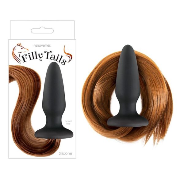 280418 FILLY TAILS CHESTNUT PLUG ANALE IN SILICONE NERO CON CODA DI CAVALLO