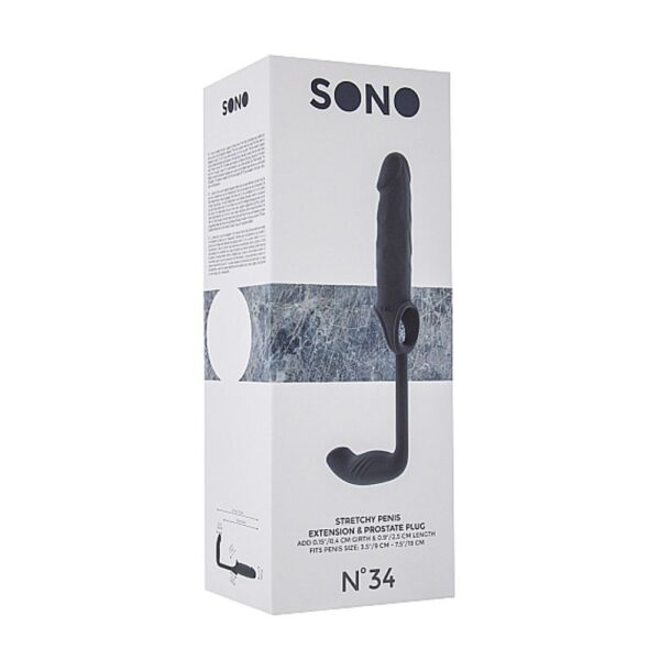 SON034GRYN.34 – STRETCHY PENIS EXTEN AND PLUG – GREY