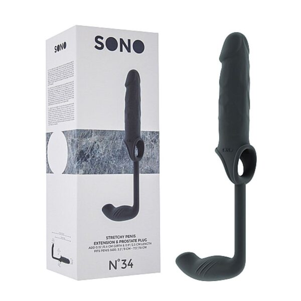 SON034GRYN.34 – STRETCHY PENIS EXTEN AND PLUG – GREY