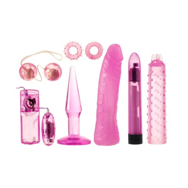 55006101 KINX MYSTIC TREASURE COUPLES KIT PINK KIT CON OVETTO, DILDO, PALLINE, ANELLI, PLUG ANALE, E VIBRATORE GUAINA ROSA