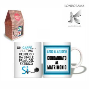 3397-2 ESPRESSO MUG CELIBATO PARTY TAZZINA PER CAFFE' CON SCATOLA REGALO