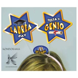 2696-12 CERCHIETTO CON ANTENNE "LAUREA DAY TESTA DI GENIO"