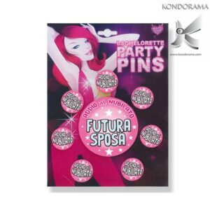 3634-13 SET SPILLE "PARTY PINS" FUTURA SPOSA ADDIO AL NUBILATO PARTY