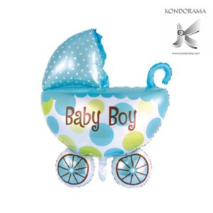 2271-A GONFIABILE CARROZZINA CELESTE BABY BOY MISURA CM 82 X 108 GONFIABILI AD ELIO O ARIA IN FOIL