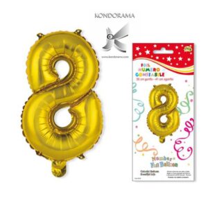 3419-8G NUMERI GONFIABILI IN FOIL NUMERO OTTO ORO