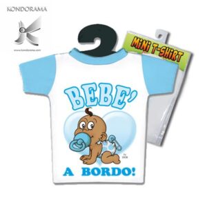 4885-32 MINI T-SHIRT AZZURRA BIMBO BEBÈ A BORDO