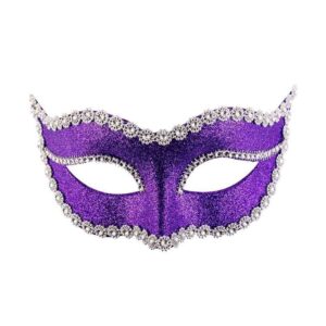 01286-4 MASCHERA IN PLASTICA C/GLITTER VIOLA E STRASS