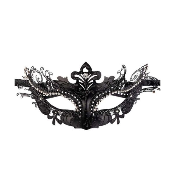 01295-1 MASCHERA NERA IN METALLO CON STRASS