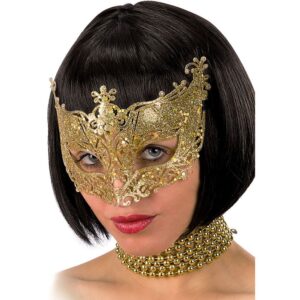 01632-1MASCHERA IN PLASTICA C/GLITTER ORO