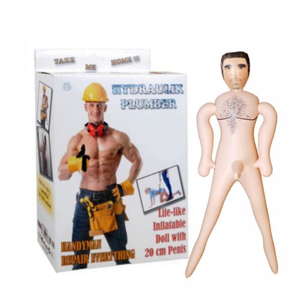 PLUMBER LOVE DOLL BAMBOLO GONFIABILE UOMO BIANCO IDRAULICO SUPERDOTATO 20 CM