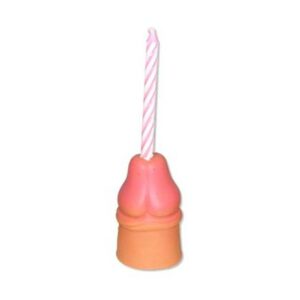 PORTACANDELA PENE PISELLO CON CANDELINA AUGURI DI BUON COMPLEANNO HAPPY BIRTHDAY