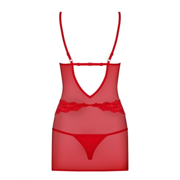 OBSESSIVE CHEMISE & THONG S/M 829-CHE-3 ABITINO ROSSO CON MUTANDINE