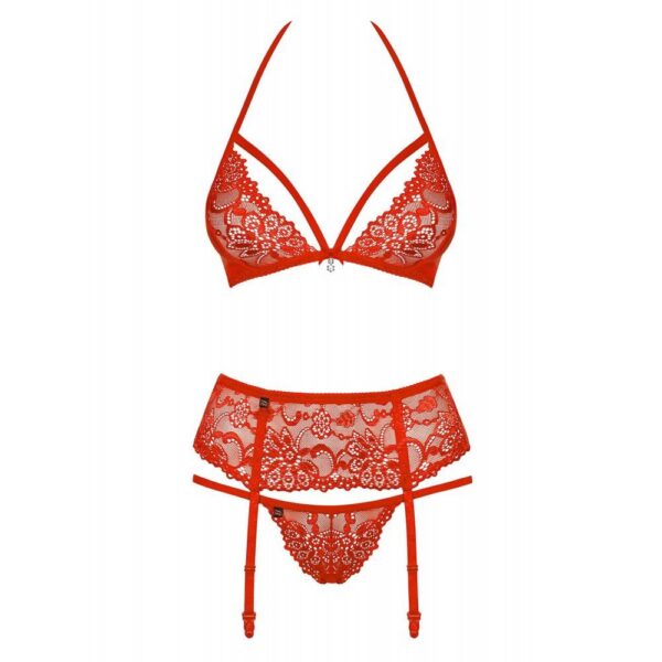 OBSESSIVE THREE-PCS SET RED S/M 838-SEG-3 SET ROSSO LINGERIE SEXY